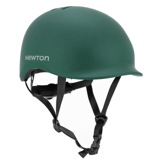 Newton adult city urban matte green in-mold bike helmet with visor and lock