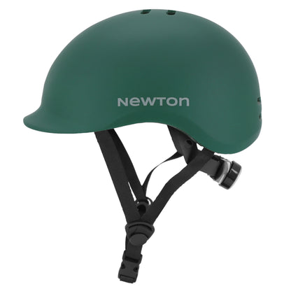 Casque vélo adulte Newton city urban vert mat in-mold avec visière et lock