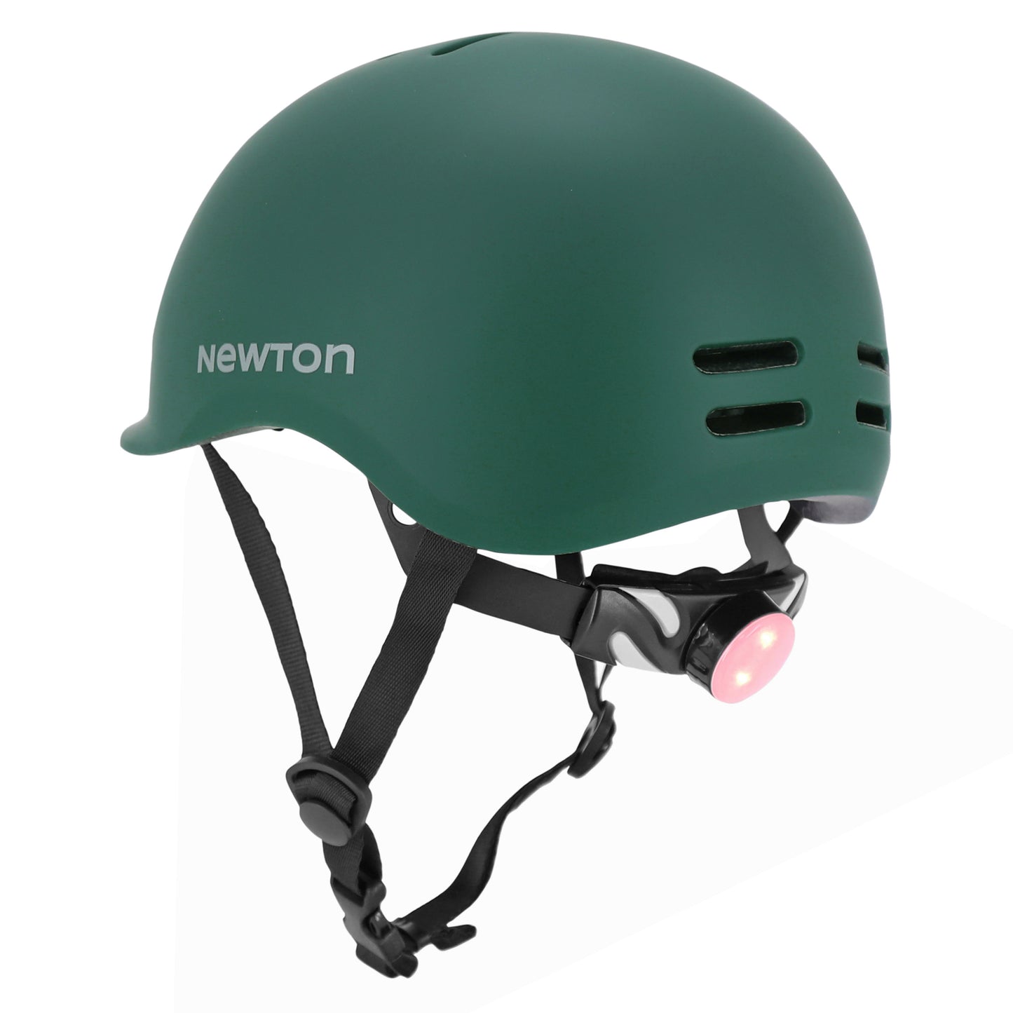 Casque vélo adulte Newton city urban vert mat in-mold avec visière et lock