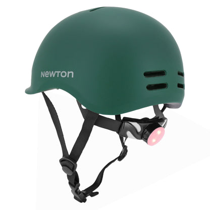 Casque vélo adulte Newton city urban vert mat in-mold avec visière et lock