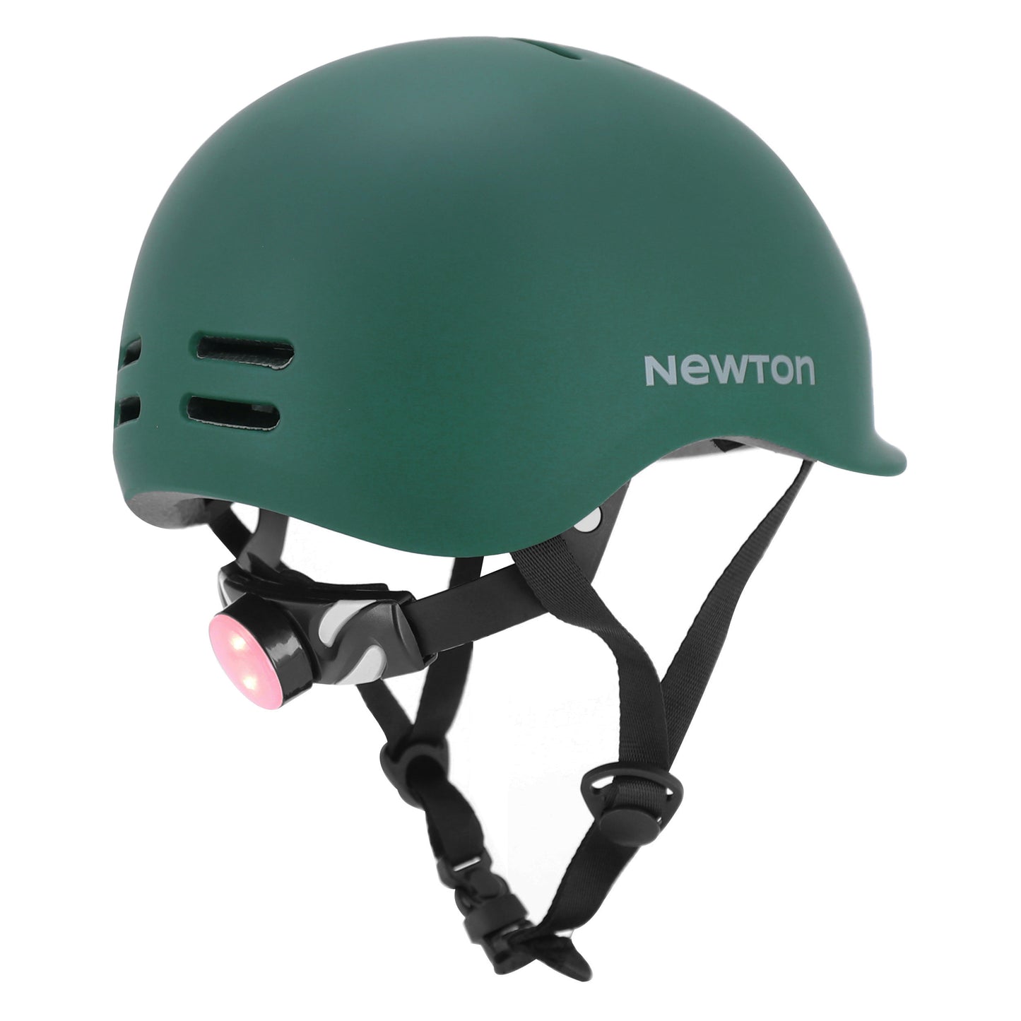 Casque vélo adulte Newton city urban vert mat in-mold avec visière et lock