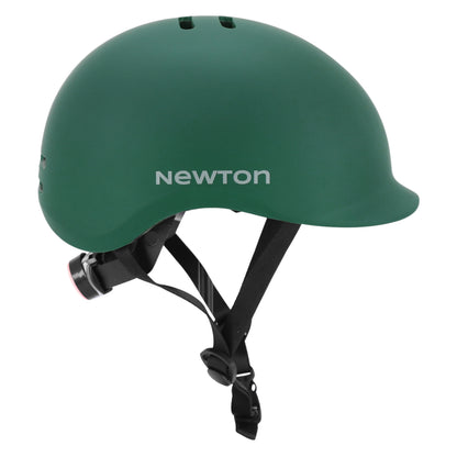 Casque vélo adulte Newton city urban vert mat in-mold avec visière et lock
