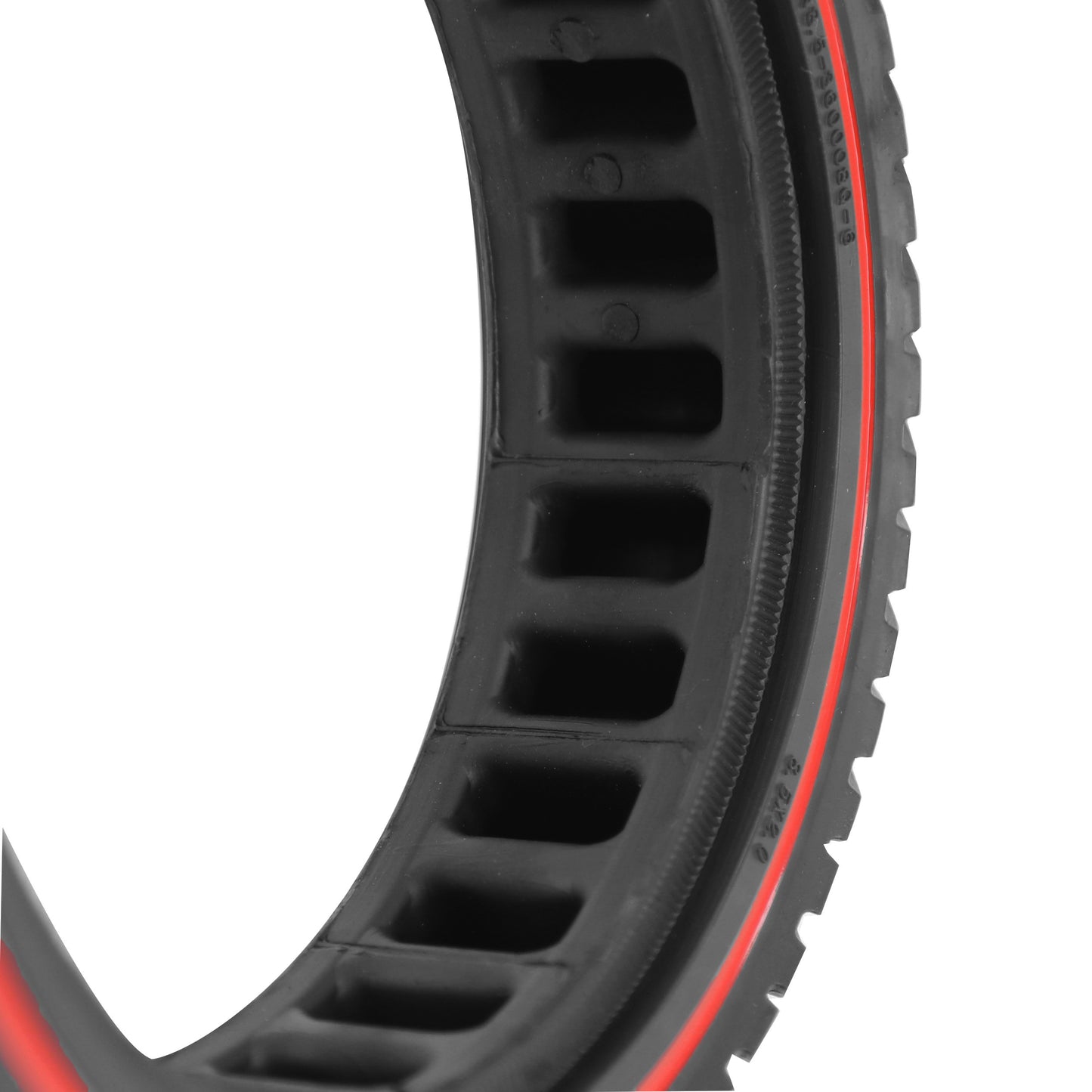 Pneu Trottinette plein 8.5 X 2.00 Noir Liseret Rouge - Largeur Interieur 34 mm