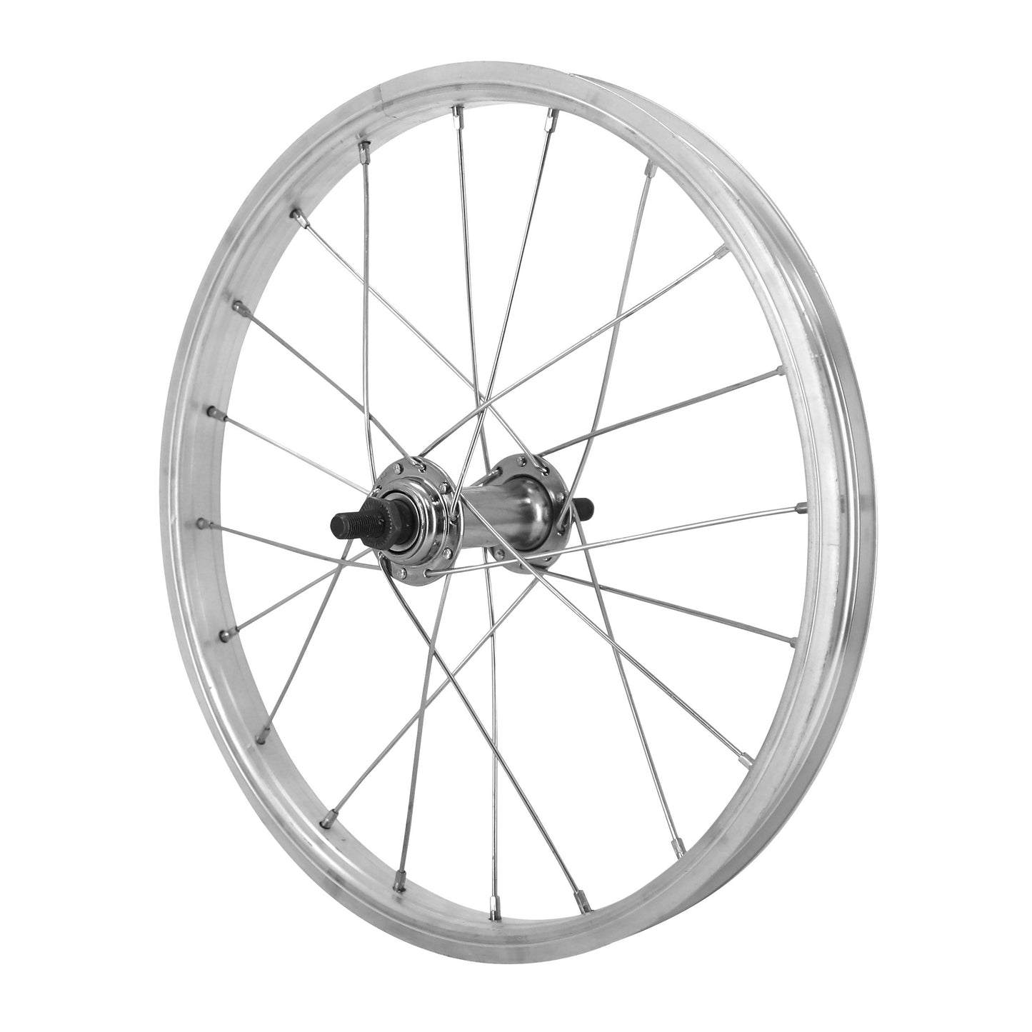 Roue PCP city patin 16" x 1.75 avant jante alu moyeu acier 100mm axe plein