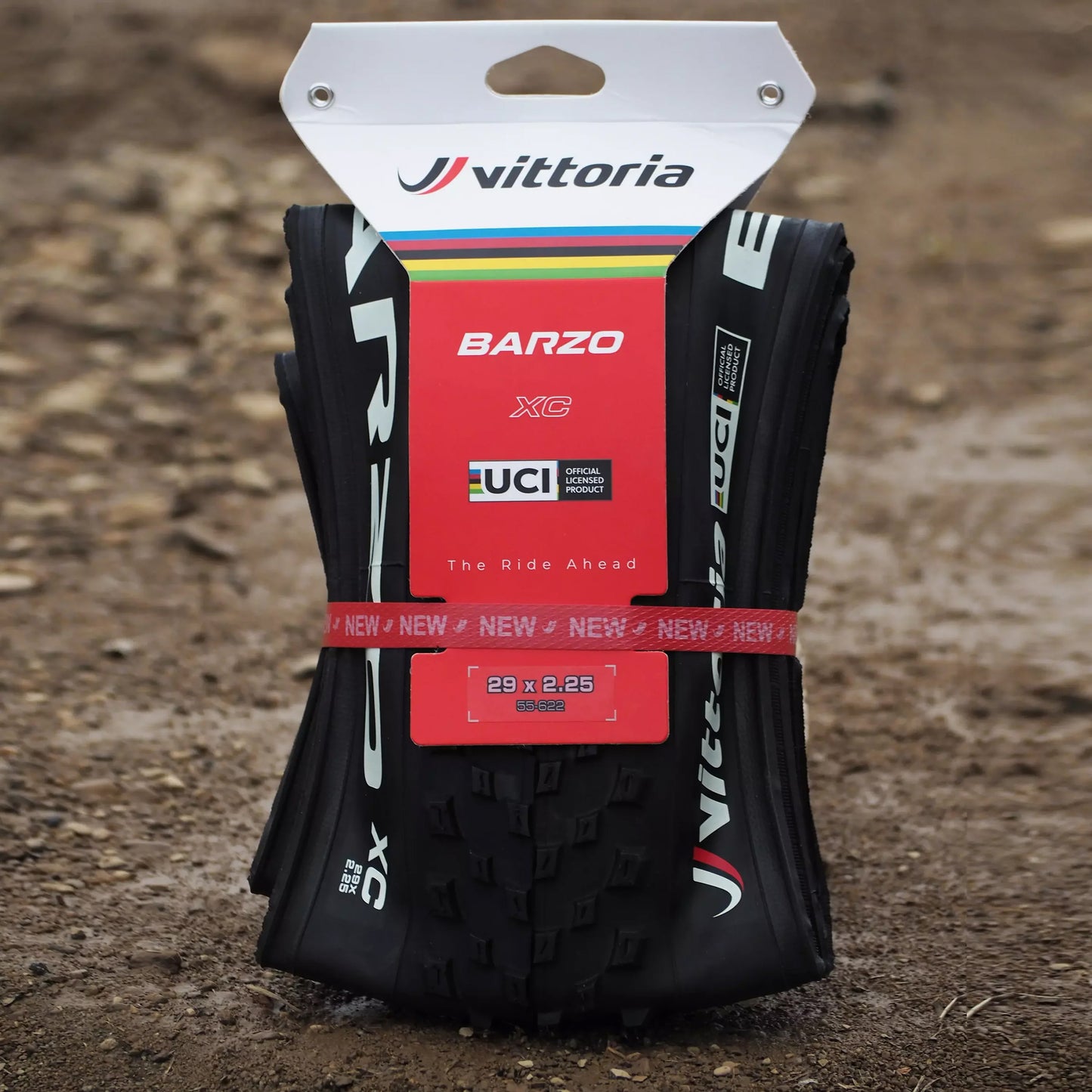 Pneu VTT 29 X 2.35 Vittoria Barzo UCI Rainbow Noir Tubeless Ready TS (57-622) -Terrain Mixte-