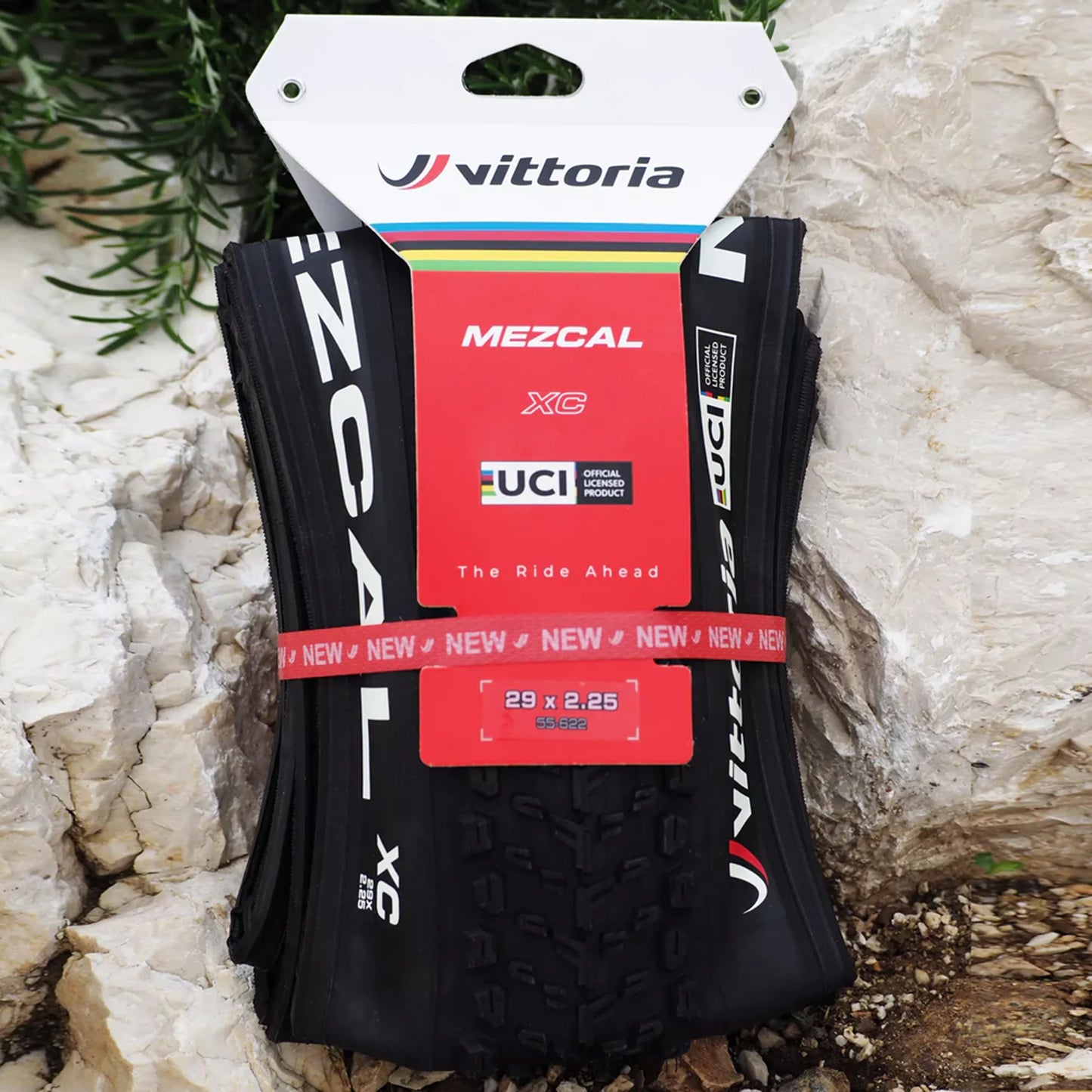 Pneu VTT 29 X 2.35 Vittoria Mezcal 3 UCI Rainbow Noir Tubeless Ready TS (57-622) -Terrain Sec -