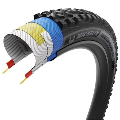 MTB Gravity Tire 29 X 2.40 Michelin Wild Enduro Rear Racing Line Tubeless Ready TS Black Dark Stickers (61-622)