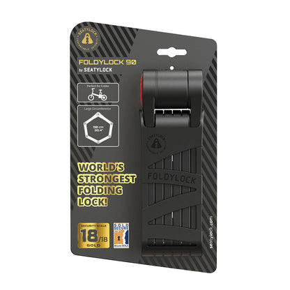 Seatylock Forever Folding Bike Lock, 90 cm, Black-Red - FUB 2-Star Certified - Art3