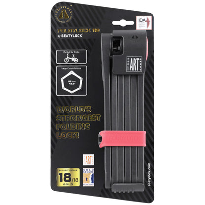 Seatylock Elite 110cm Black-Red Foldable Key Bicycle Lock - FUB 2-Star Approved - ART3