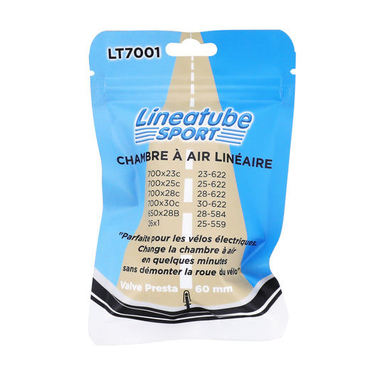 Chambre à air vélo pour vae-e-bike 700 x 23-30 linéaire valve presta tout alu (permet de monter la Chambre à air sans démonter la roue) -Linea-