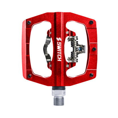 Pédale gravel VTT plate Switch auto ou standard rouge 90x90