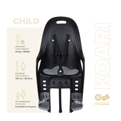 Polisport Koari Rear Child Seat Black Rack Mount