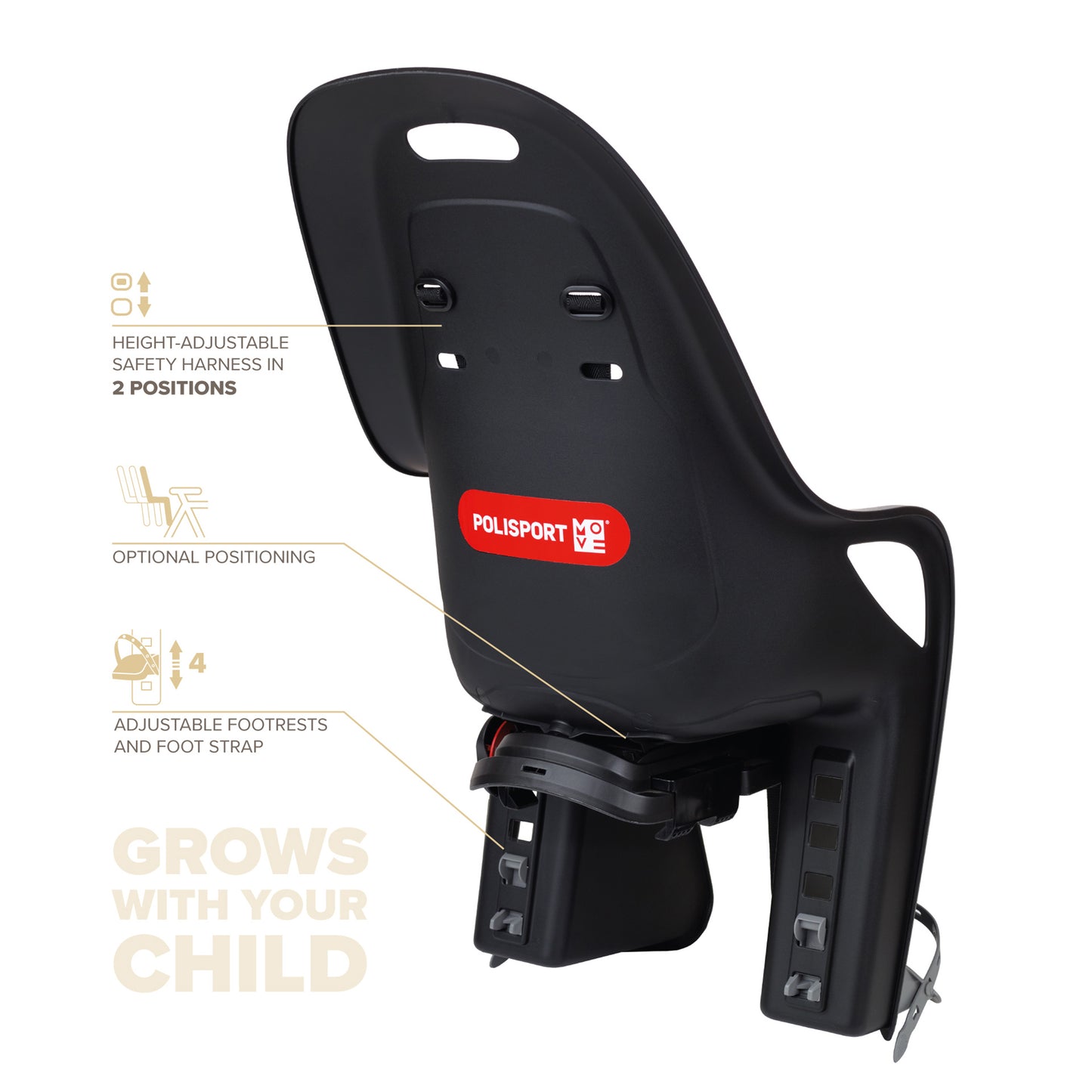 Polisport Koari Rear Child Seat Black Rack Mount