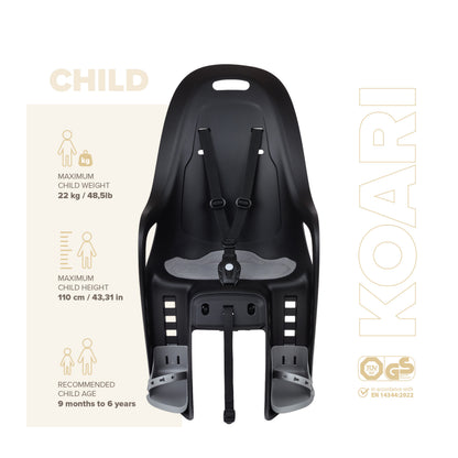 Siège enfant arrière Polisport Koari MIK HD porte-bagage