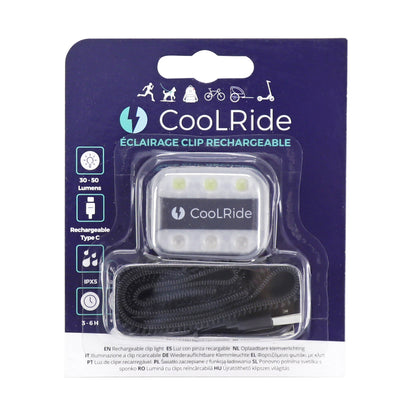 Coolride USB rear bike light with seat post clip and backpack adapter 6 LED PCP