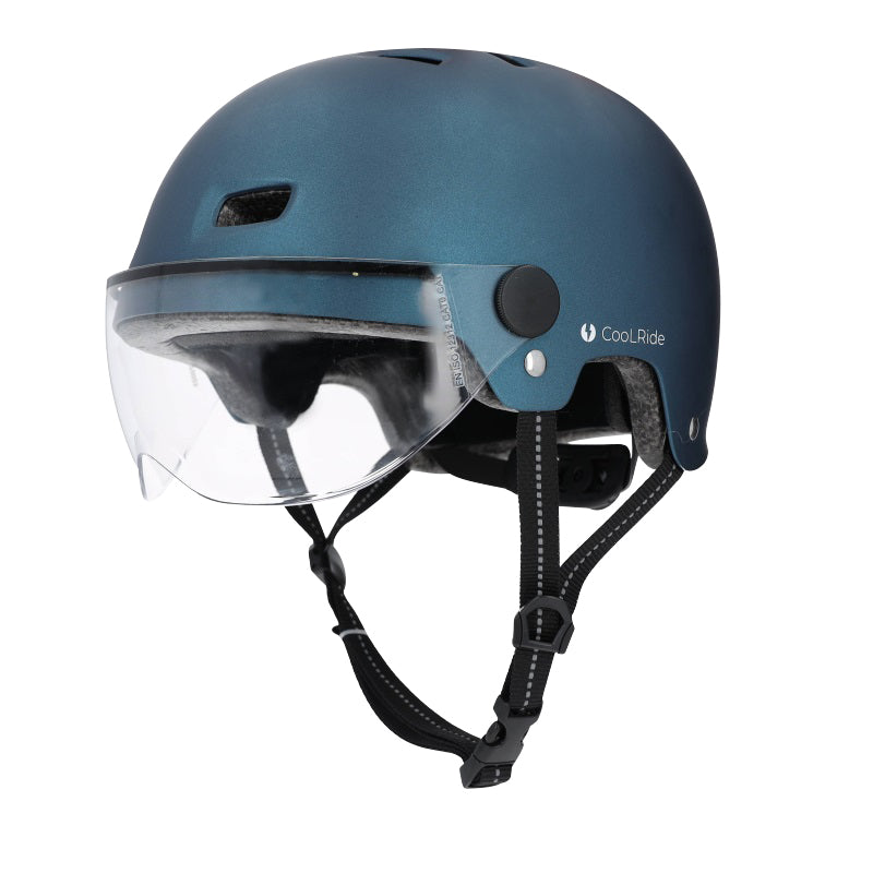 Casque vélo adulte city bleu avec visière et molette de réglage