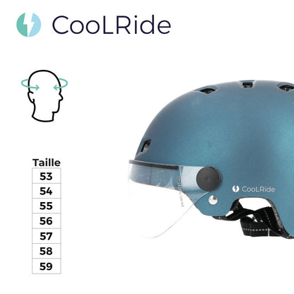 Casque vélo adulte city bleu avec visière et molette de réglage