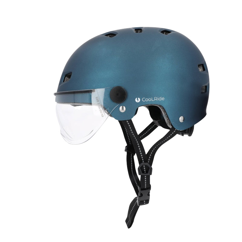 Casque vélo adulte city bleu avec visière et molette de réglage