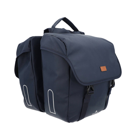 Sacoche arrière vélo double Hapo.g 2x13,5l bleu 35x34x13cm / fixation sangles réglables et velcros sur porte bagage