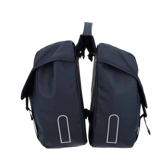Sacoche arrière vélo double Hapo.g 2x13,5l bleu 35x34x13cm / fixation sangles réglables et velcros sur porte bagage