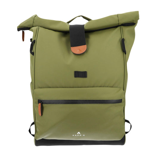 Sacoche arrière vélo double Hapo.g roll-Top 2x25l kaki 61x33x16cm / fixation sangles réglables et velcros sur porte bagage