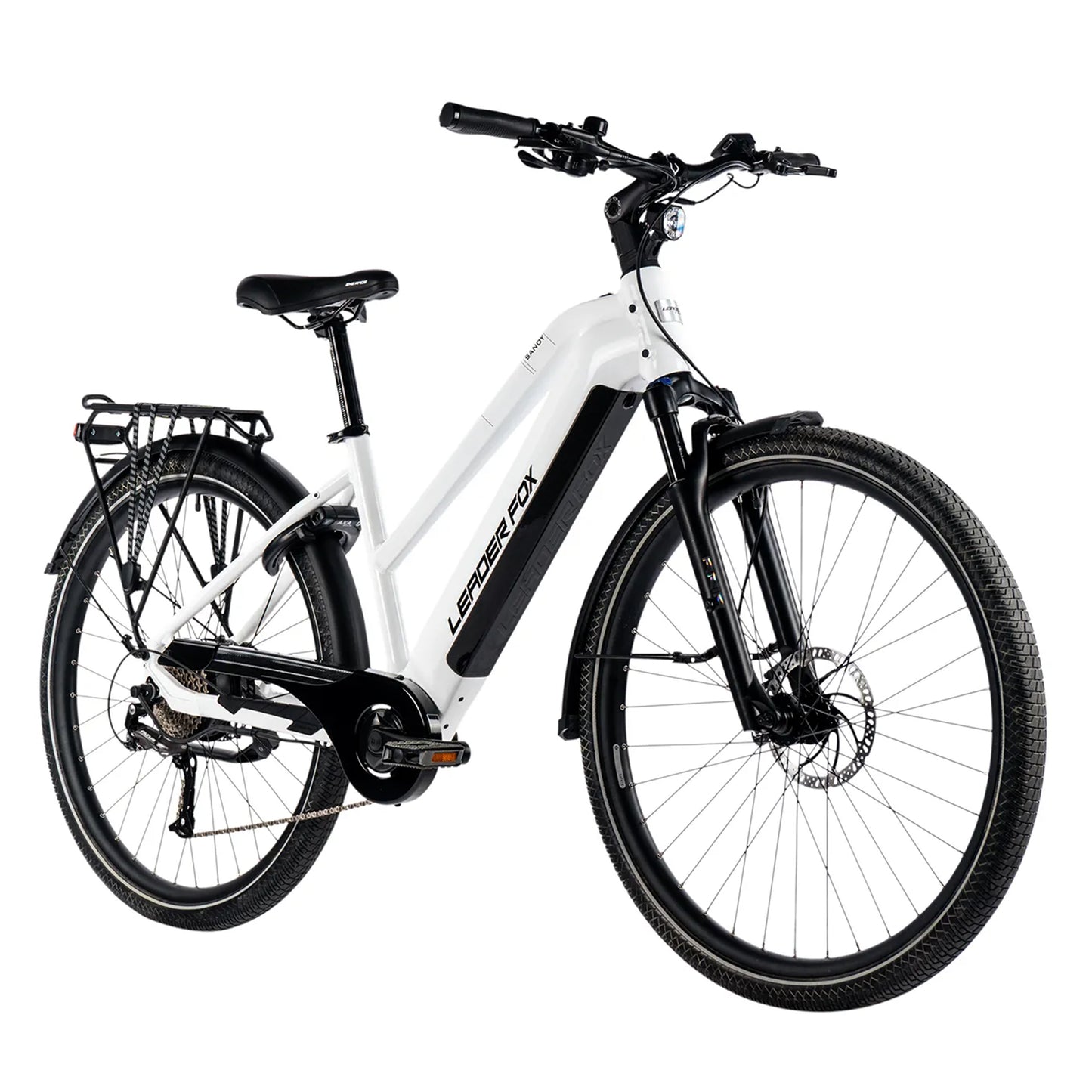 Vélo électrique VTC 29 Leader Fox Sandy F blanc Bafang AR 20Ah