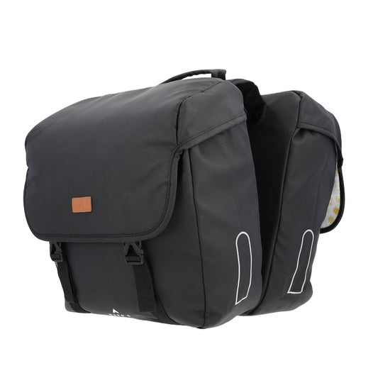 Sacoche arrière vélo double Hapo.g 2x13,5l noir 35x34x13cm / fixation sangles réglables et velcros sur porte bagage