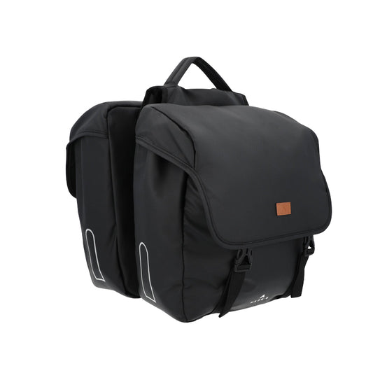 Sacoche arrière vélo double Hapo.g 2x13,5l noir 35x34x13cm / fixation sangles réglables et velcros sur porte bagage