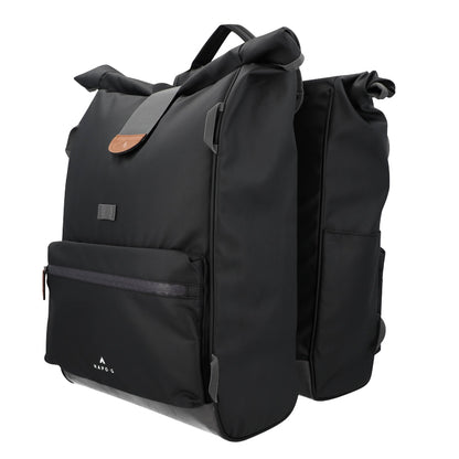 Sacoche arrière vélo double Hapo.g roll-Top 2x25l noir 61x33x16cm / fixation sangles réglables et velcros sur porte bagage