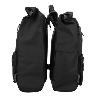 Sacoche arrière vélo double Hapo.g roll-Top 2x25l noir 61x33x16cm / fixation sangles réglables et velcros sur porte bagage