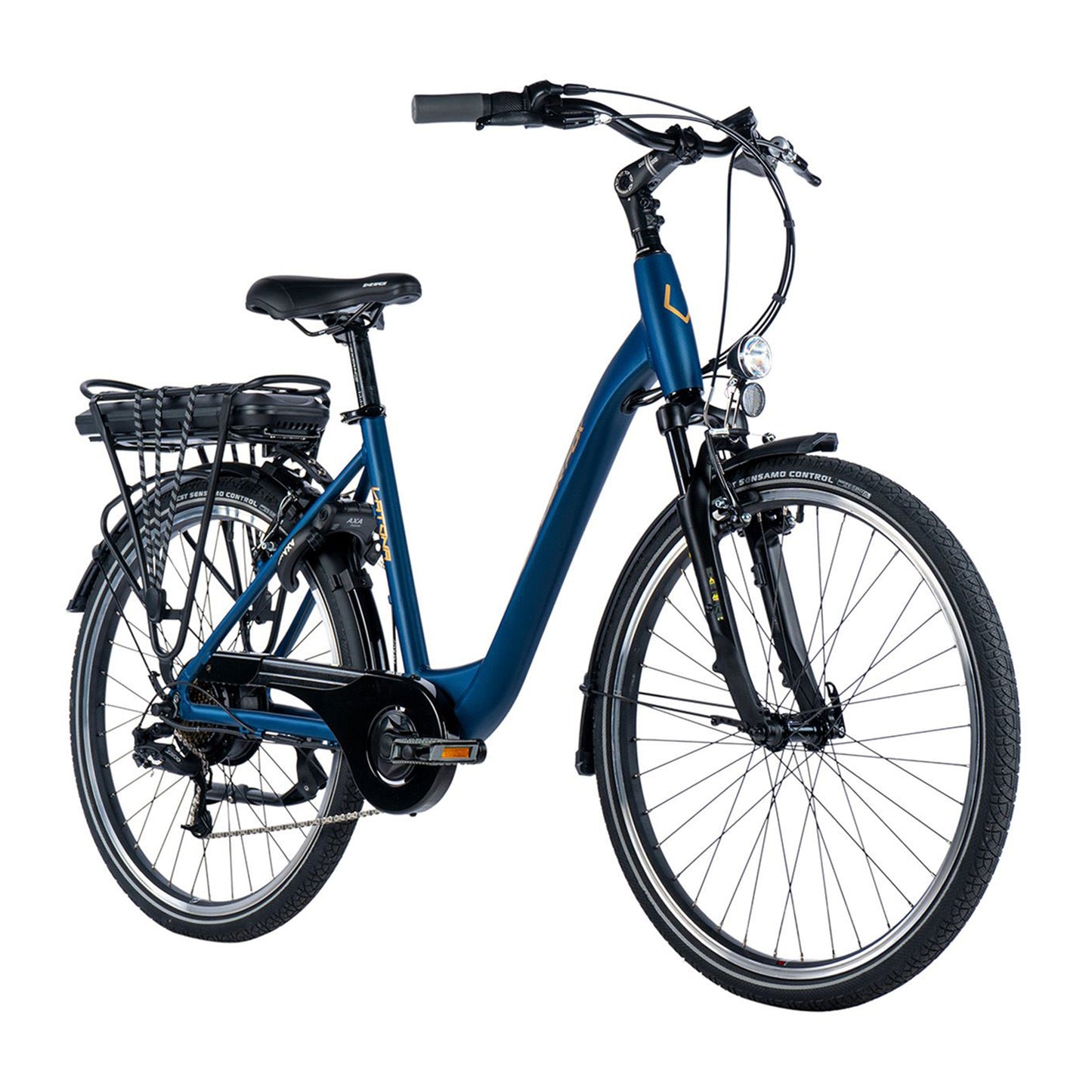 Electric City Bike 26 Leader Fox Latona Dark Blue Bafang Rear 15Ah