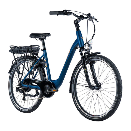 Electric City Bike 26 Leader Fox Latona Dark Blue Bafang Rear 15Ah
