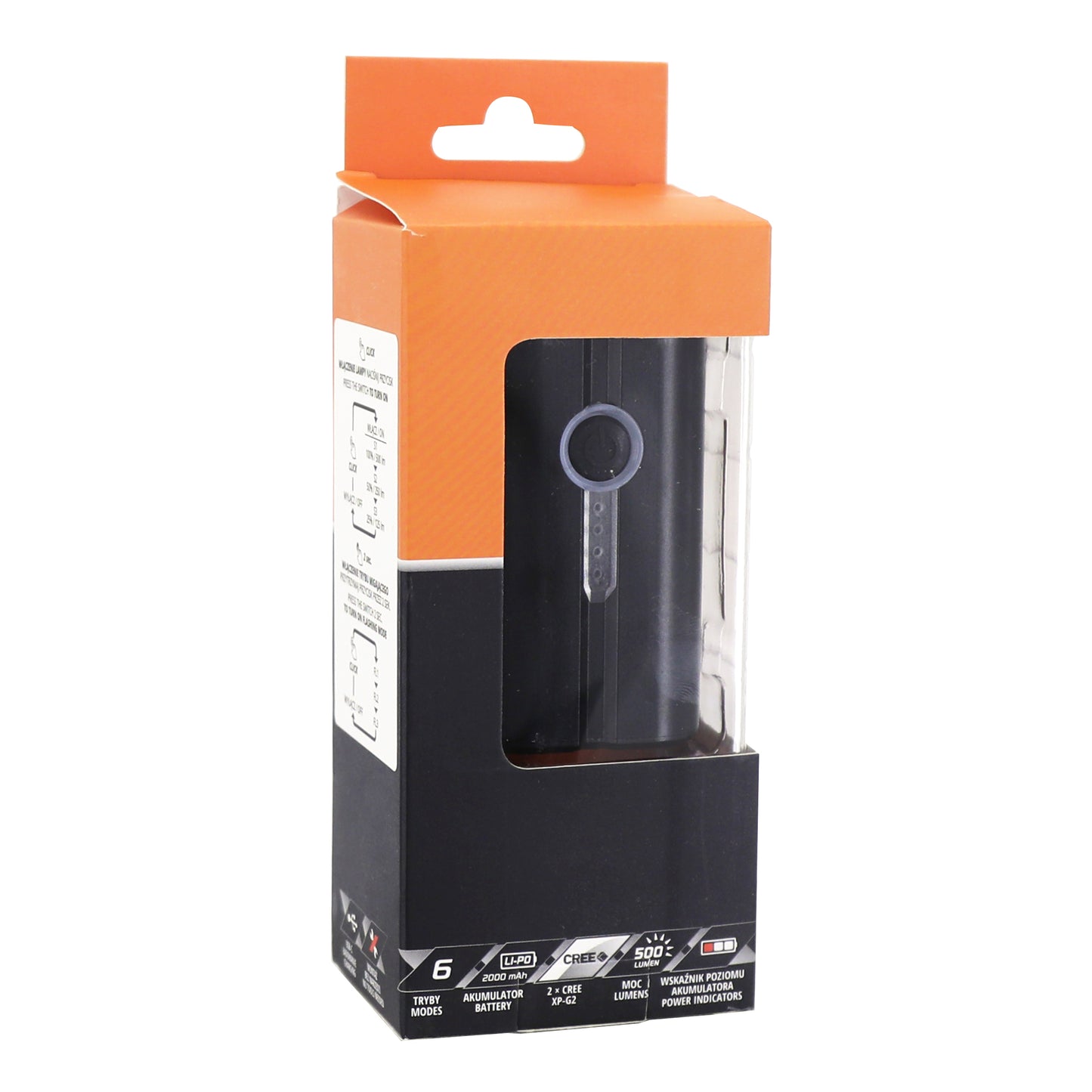 Frontsoom USB rechargeable bike light for handlebars, 500 lumens, 3 modes, 4-8 hour battery life, black PCP