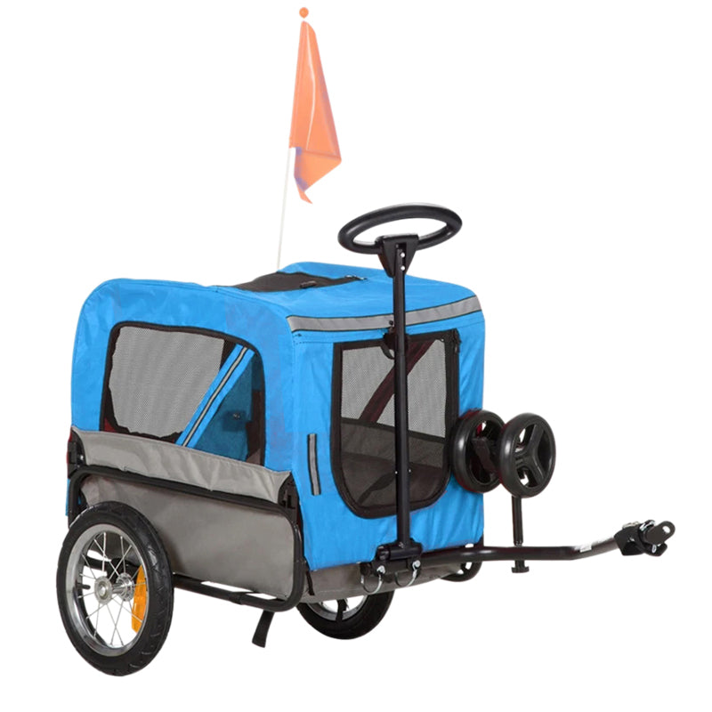 Remorque vélo utilitaire PCP 40 kg bleue roues 12"