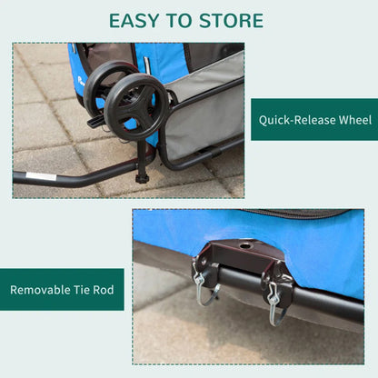 Remorque vélo utilitaire PCP 40 kg bleue roues 12"