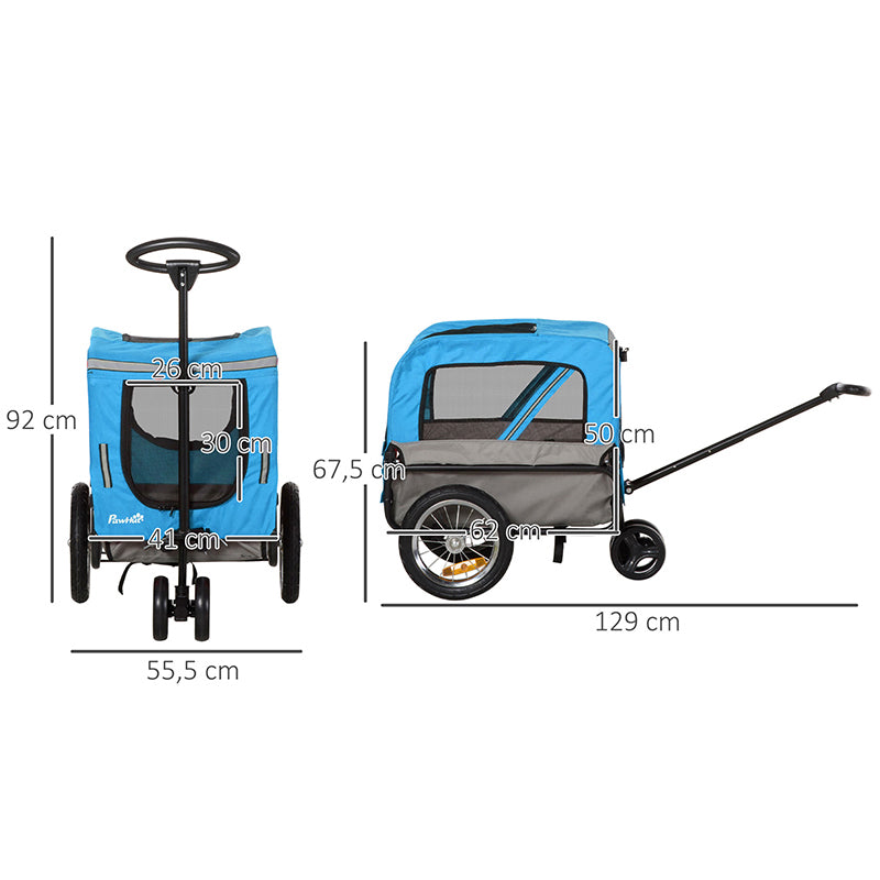Remorque vélo utilitaire PCP 40 kg bleue roues 12"