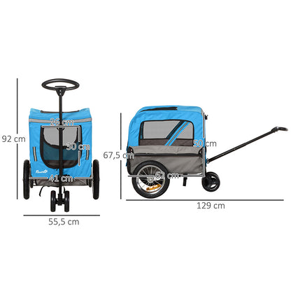 Remorque vélo utilitaire PCP 40 kg bleue roues 12"