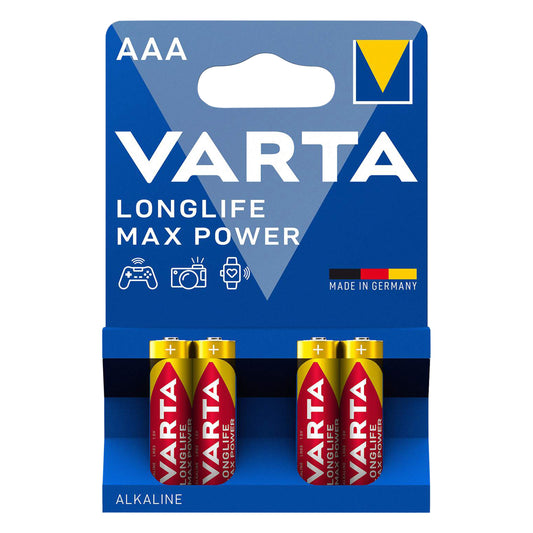 Varta LR03 AAA Alkaline Longlife Max Power Battery, Pack of 4