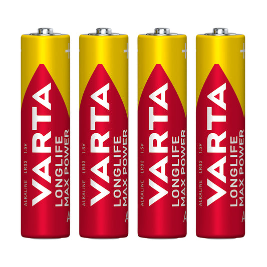 Varta LR03 AAA Alkaline Longlife Max Power Battery, Pack of 4