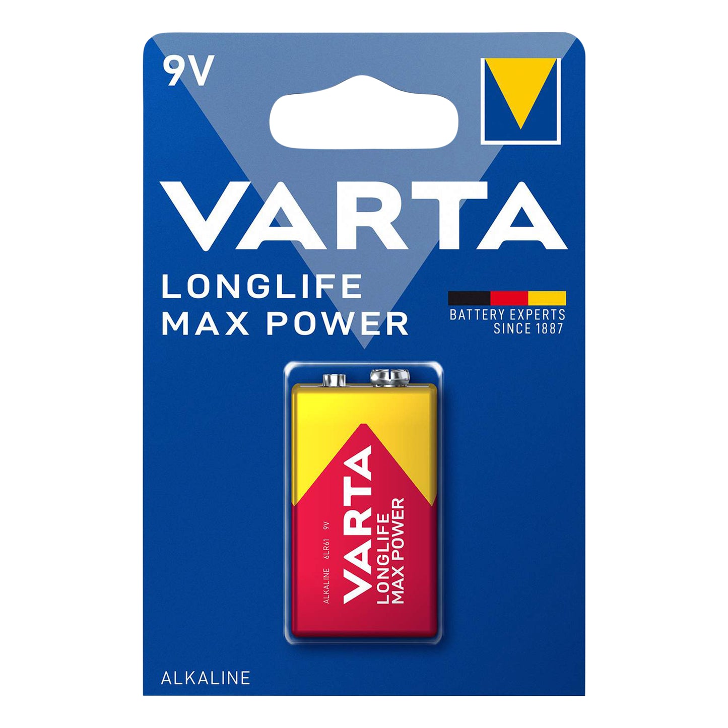 Pile Varta 6LR61 9V alcaline Longlife Max Power à l’unité