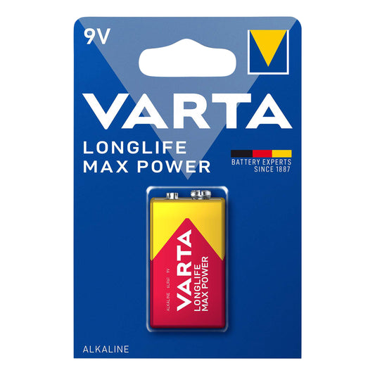 Varta 6LR61 9V Alkaline Longlife Max Power Battery, single