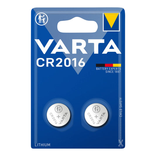 Varta CR2016 3V lithium button cell batteries, pack of 2