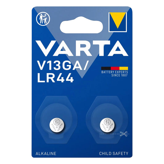 Varta LR44 V13GA Alkaline 1.5V button cell batteries, pack of 2