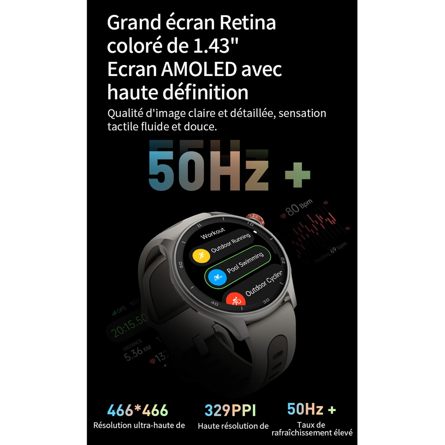 Montre Gps - compteur Igpsport lw10 noir- calories - fréquence cardiaque - sommeil - et plus de 45 algorithmes santé