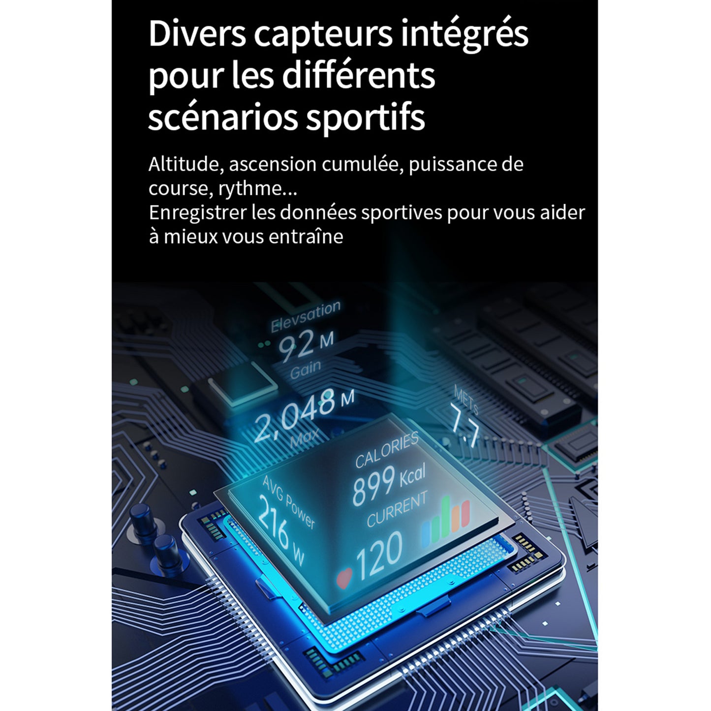 Montre Gps - compteur Igpsport lw10 noir- calories - fréquence cardiaque - sommeil - et plus de 45 algorithmes santé
