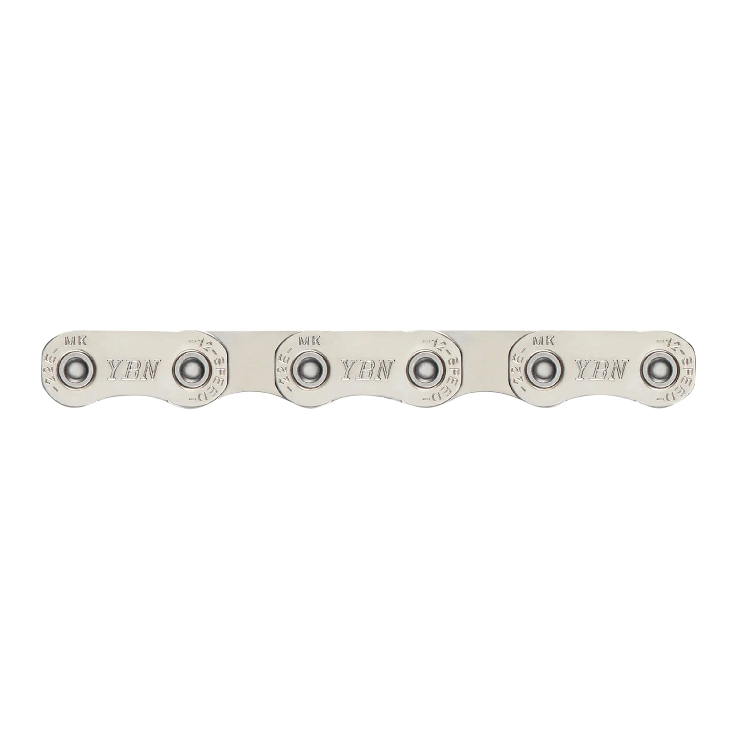 Chaîne vélo 12v. VTT-VAE ybn flattop argent renforcé 136 maillons compatible Shimano et Sram