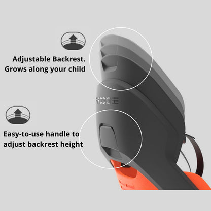 Prodigee Icon Child's Rear Seat, Black Frame, Grey Cushion