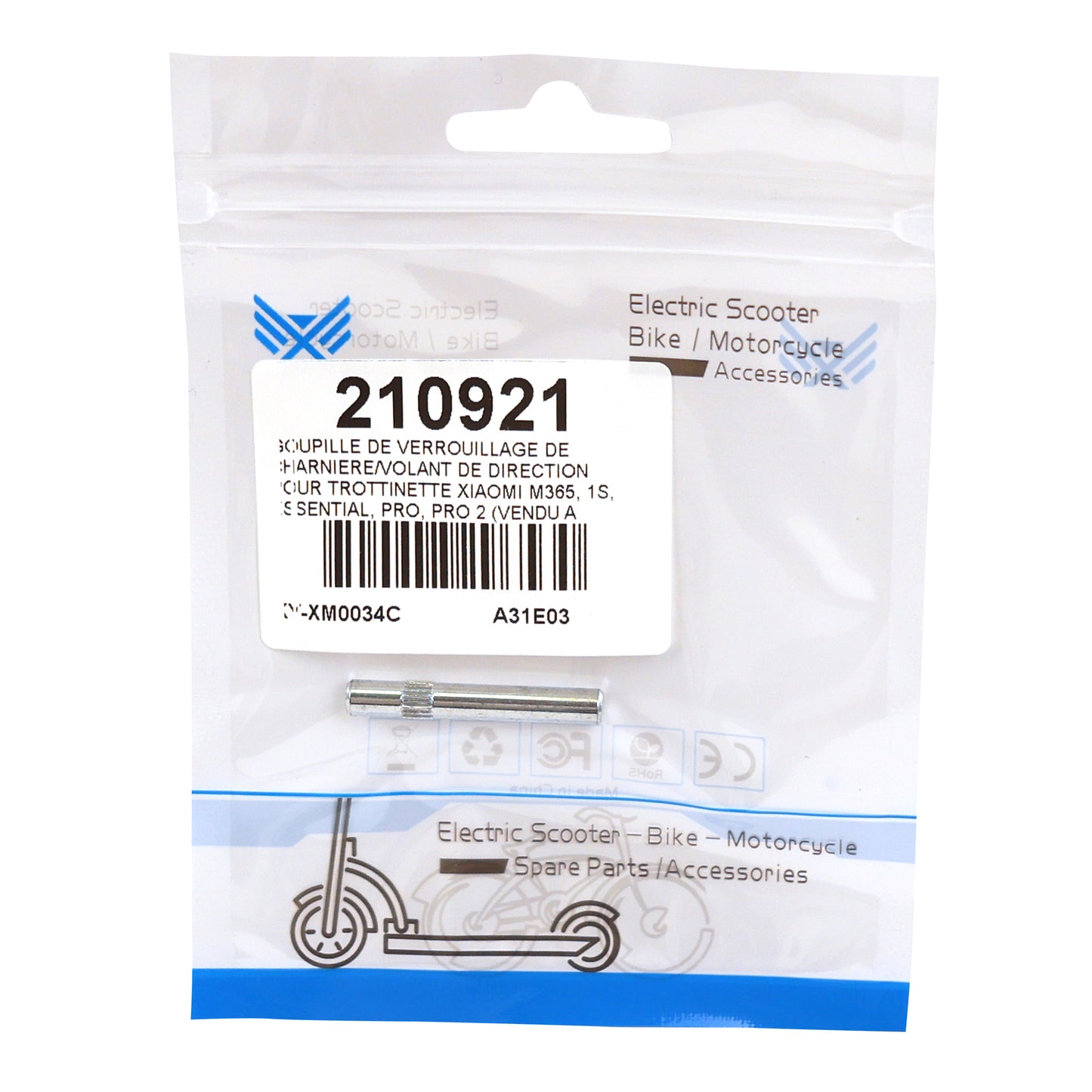 Goupille pour Loquet-blocage charnière de verrouillage pour trottinette xiaomi m365/ 1s/ essential/ pro/ pro 2 (vendu a l'unité) PCP