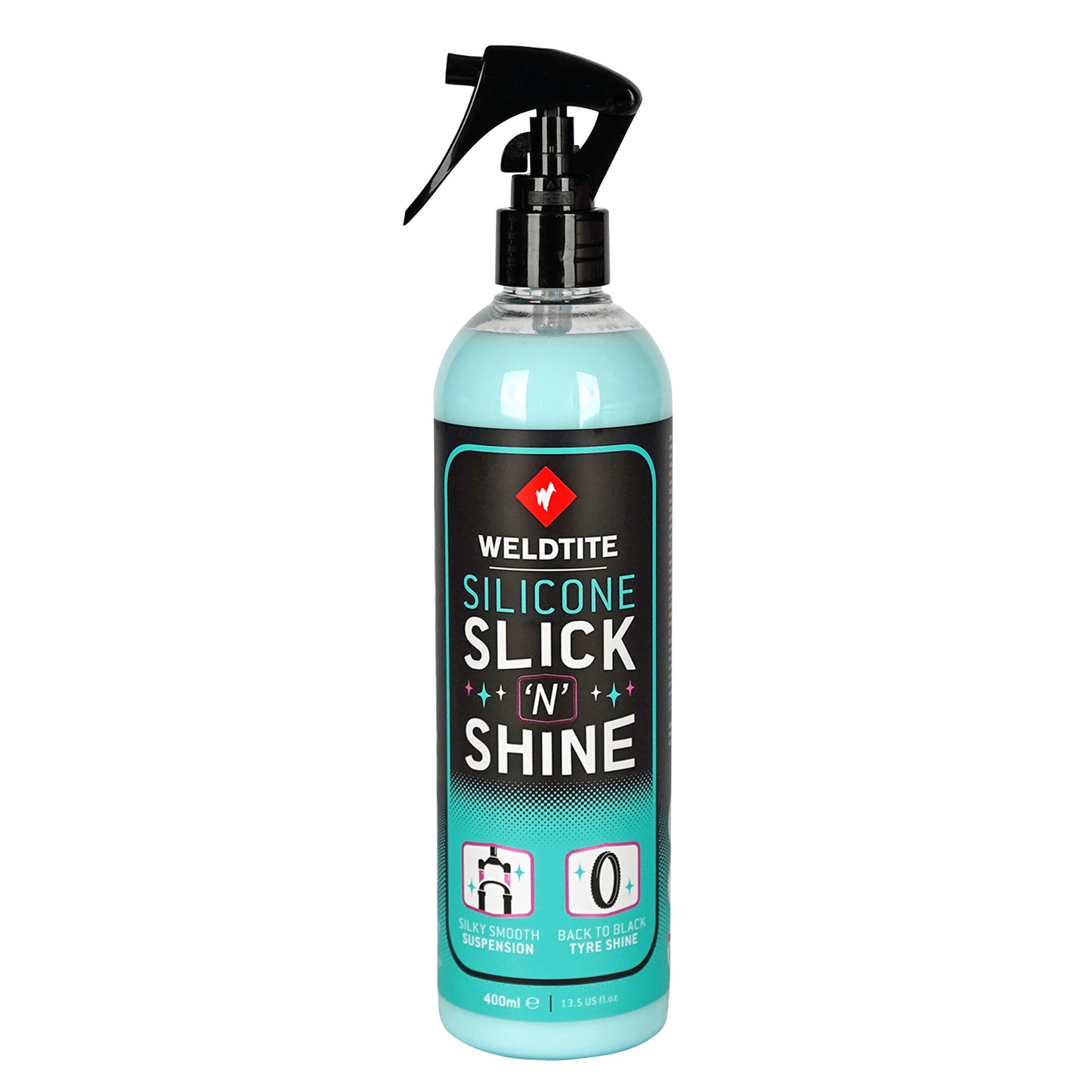 Nettoyant vélo Weldtite pour fourche et pneu silicone slick n shine (spray 400ml)