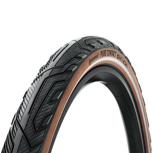 Continental Pure Contact Urban MTB Tire 27.5 X 2.20 Black Brown Sidewall Reflex Tubeless Ready (55-584) E-Bike Compatible